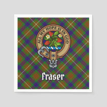 Clan Fraser Crest over Hunting Tartan Napkins