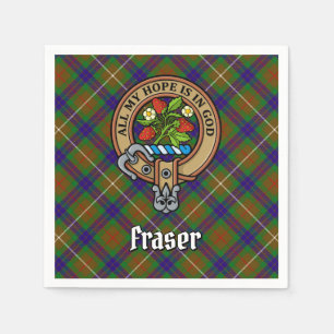 Clan Fraser Crest over Hunting Tartan Napkins