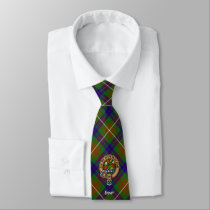 Clan Fraser Crest over Hunting Tartan Neck Tie