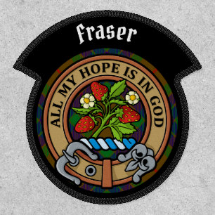 Clan Fraser Crest over Hunting Tartan Patch