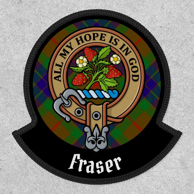 Clan Fraser Crest over Hunting Tartan Patch (Front)