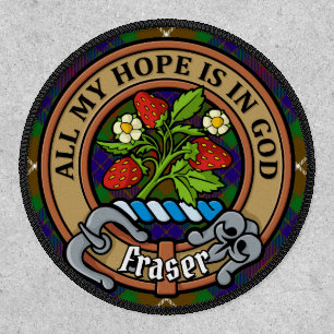 Clan Fraser Crest over Hunting Tartan Patch