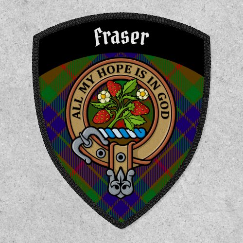 Clan Fraser Crest over Hunting Tartan Patch