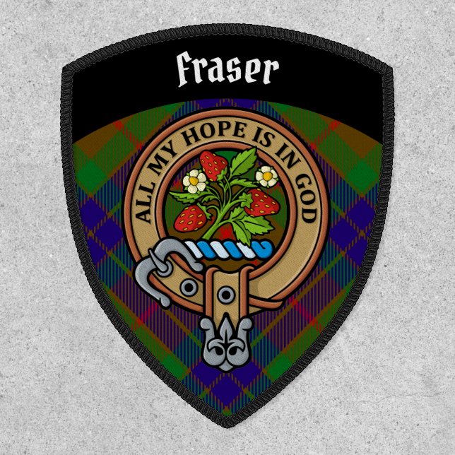 Clan Fraser Crest over Hunting Tartan Patch (Front)