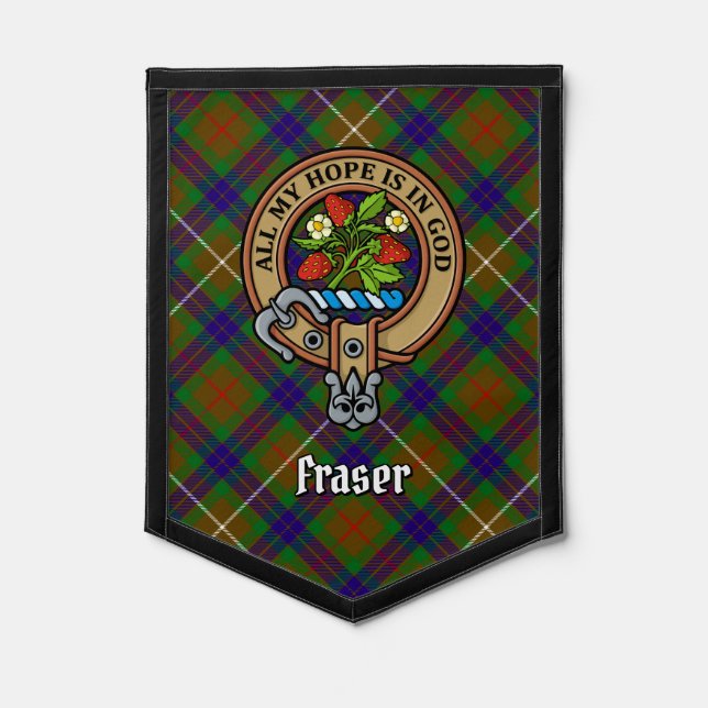 Clan Fraser Crest over Hunting Tartan Pennant (Front)