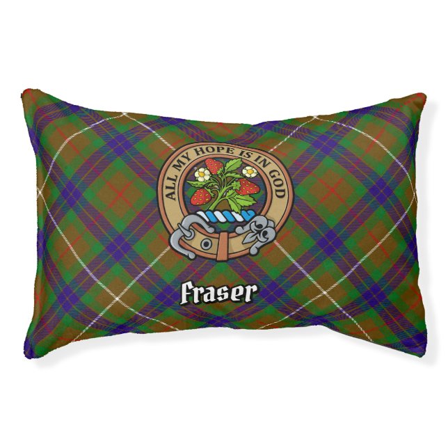 Clan Fraser Crest over Hunting Tartan Pet Bed (Front)