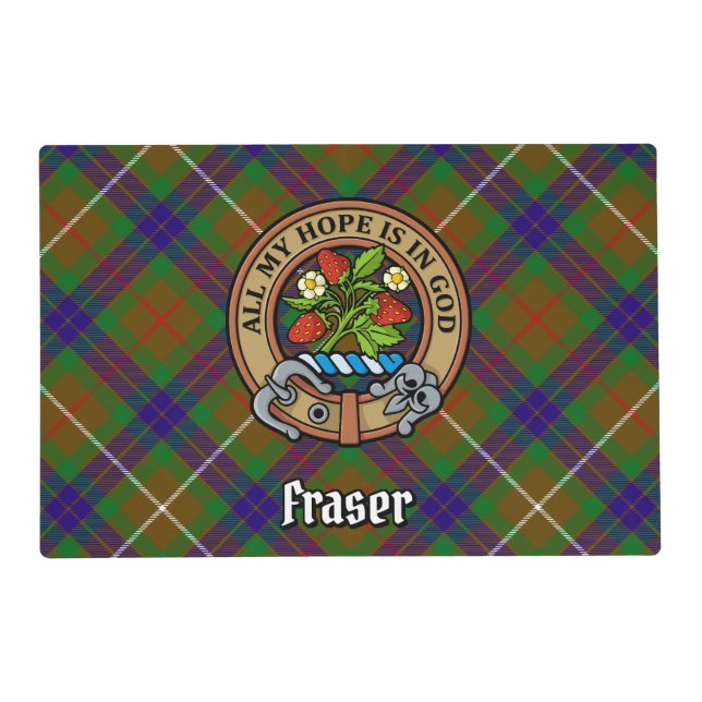 Clan Fraser Crest over Hunting Tartan Placemat (Front)