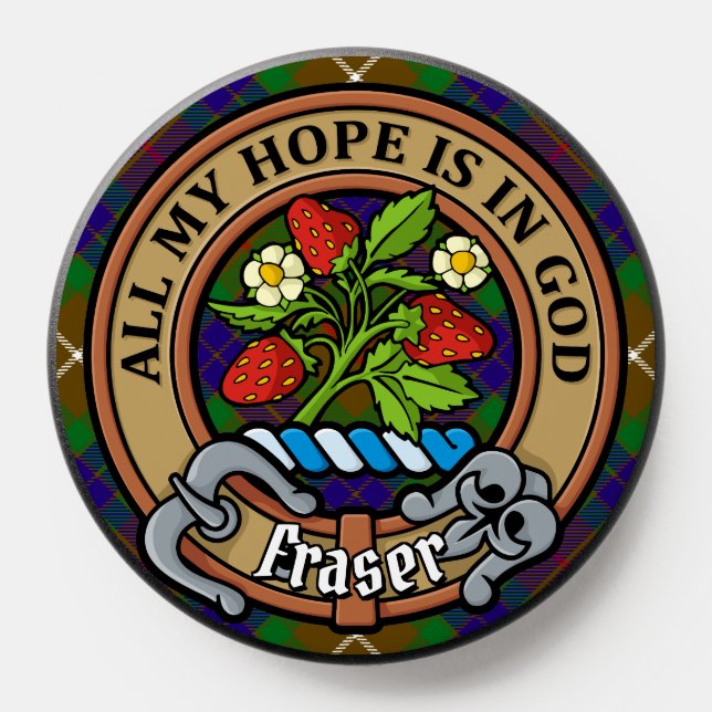 Clan Fraser Crest over Hunting Tartan PopSocket (Popsocket)