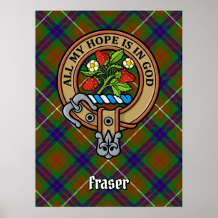 Clan Fraser Crest over Hunting Tartan Poster