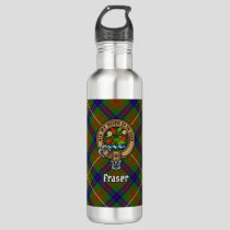 Clan Fraser Crest over Hunting Tartan Stainless Steel Water Bottle
