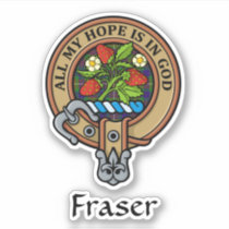 Clan Fraser Crest over Hunting Tartan Sticker