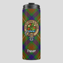 Clan Fraser Crest over Hunting Tartan Thermal Tumbler