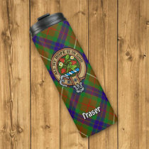 Clan Fraser Crest over Hunting Tartan Thermal Tumbler