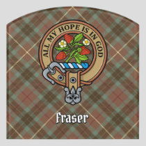 Clan Fraser Crest over Hunting Weathered Tartan Door Sign