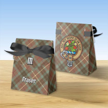 Clan Fraser Crest over Hunting Weathered Tartan Favor Boxes