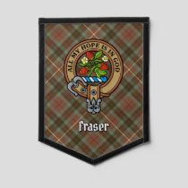 Clan Fraser Crest over Hunting Weathered Tartan Pennant