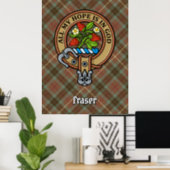 Clan Fraser Crest over Hunting Weathered Tartan Poster (Home Office)