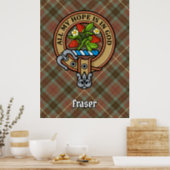 Clan Fraser Crest over Hunting Weathered Tartan Poster (Kitchen)