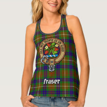 Clan Fraser Crest over Hunting Weathered Tartan Tank Top