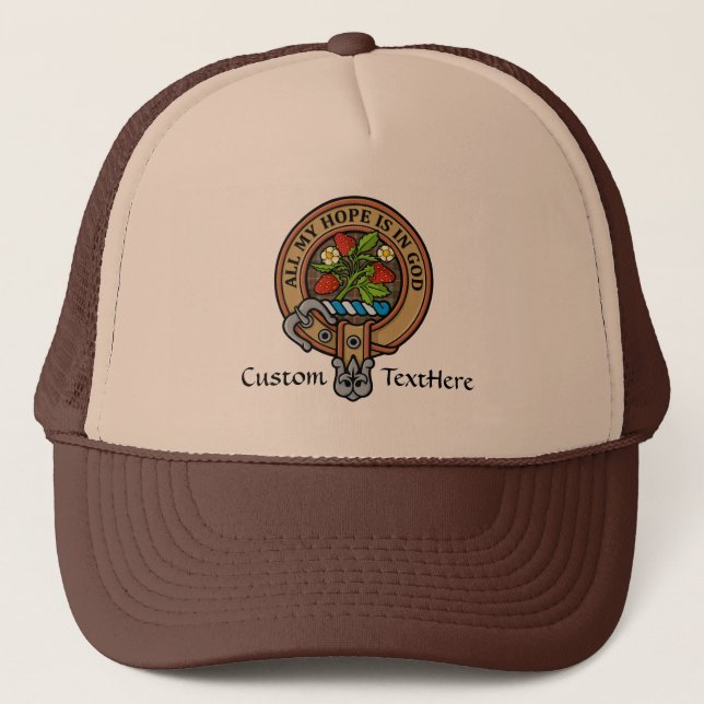 Clan Fraser Crest over Hunting Weathered Tartan Trucker Hat (Front)