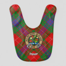 Clan Fraser Crest over Tartan Baby Bib