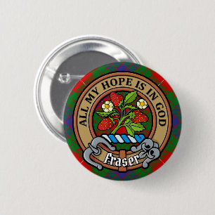 Clan Fraser Crest over Tartan Button