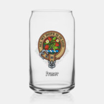 Clan Fraser Crest over Tartan Can Glass