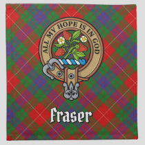 Clan Fraser Crest over Tartan Cloth Napkin