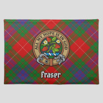 Clan Fraser Crest over Tartan Cloth Placemat