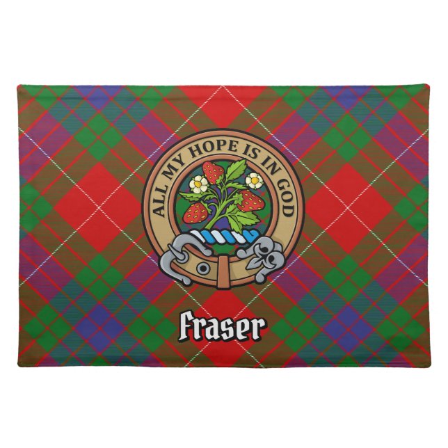 Clan Fraser Crest over Tartan Cloth Placemat (Front)