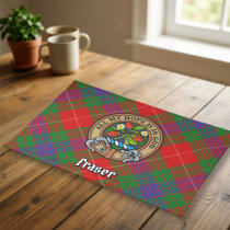 Clan Fraser Crest over Tartan Cloth Placemat
