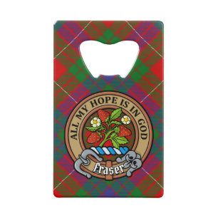 Clan Fraser Crest over Tartan Credit Card Bottle Opener