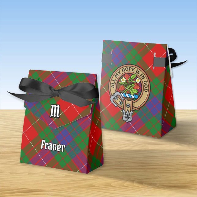 Clan Fraser Crest over Tartan Favor Box (Creator Uploaded)