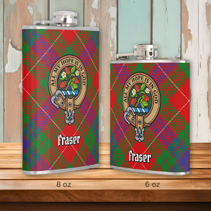 Clan Fraser Crest over Tartan Flask