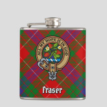 Clan Fraser Crest over Tartan Flask