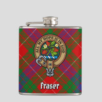 Clan Fraser Crest over Tartan Flask