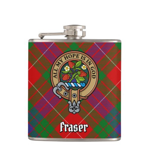 Clan Fraser Crest over Tartan Flask