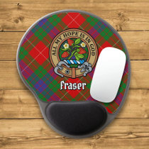 Clan Fraser Crest over Tartan Gel Mouse Pad