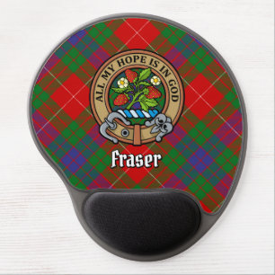 Clan Fraser Crest over Tartan Gel Mouse Pad