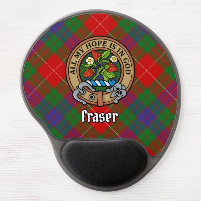 Clan Fraser Crest over Tartan Gel Mouse Pad (Front)
