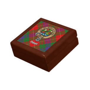 Clan Fraser Crest over Tartan Gift Box