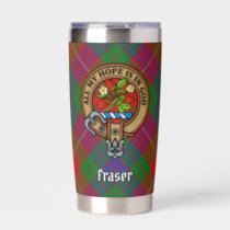 Clan Fraser Crest over Tartan Insulated Tumbler