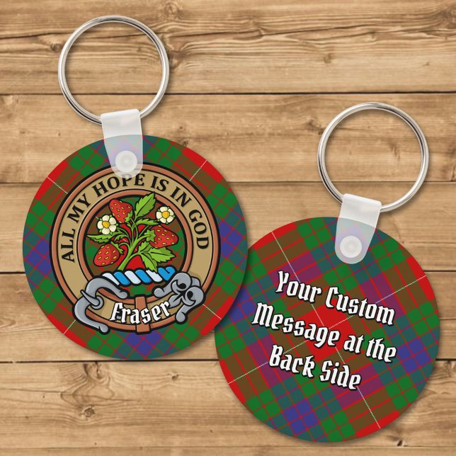 Clan Fraser Crest over Tartan Keychain (Creator Uploaded)