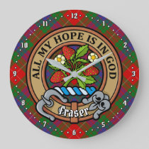Clan Fraser Crest over Tartan Large Clock