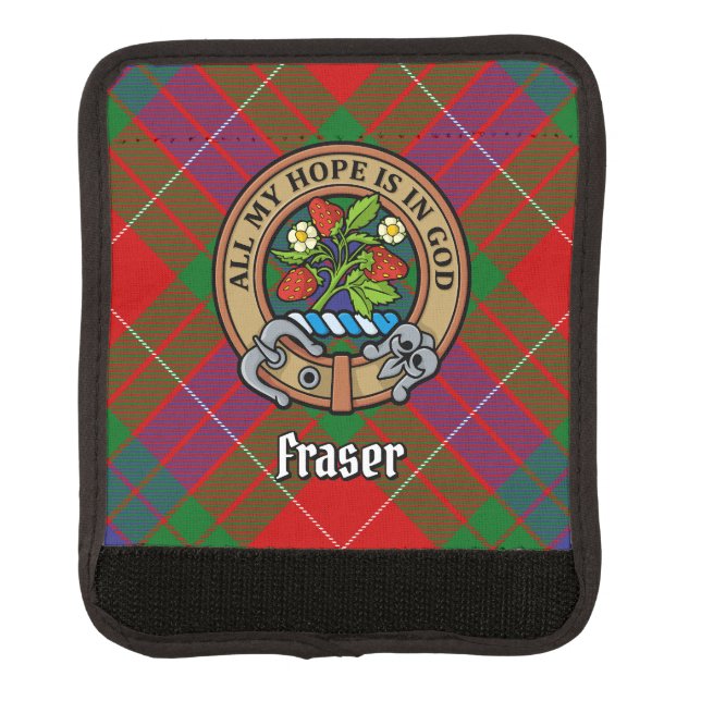 Clan Fraser Crest over Tartan Luggage Handle Wrap (Front)