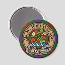 Clan Fraser Crest over Tartan Magnet