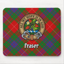 Clan Fraser Crest over Tartan Mouse Pad