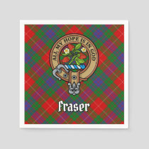 Clan Fraser Crest over Tartan Napkins