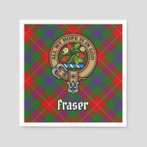 Clan Fraser Crest over Tartan Napkins