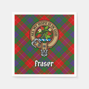 Clan Fraser Crest over Tartan Napkins